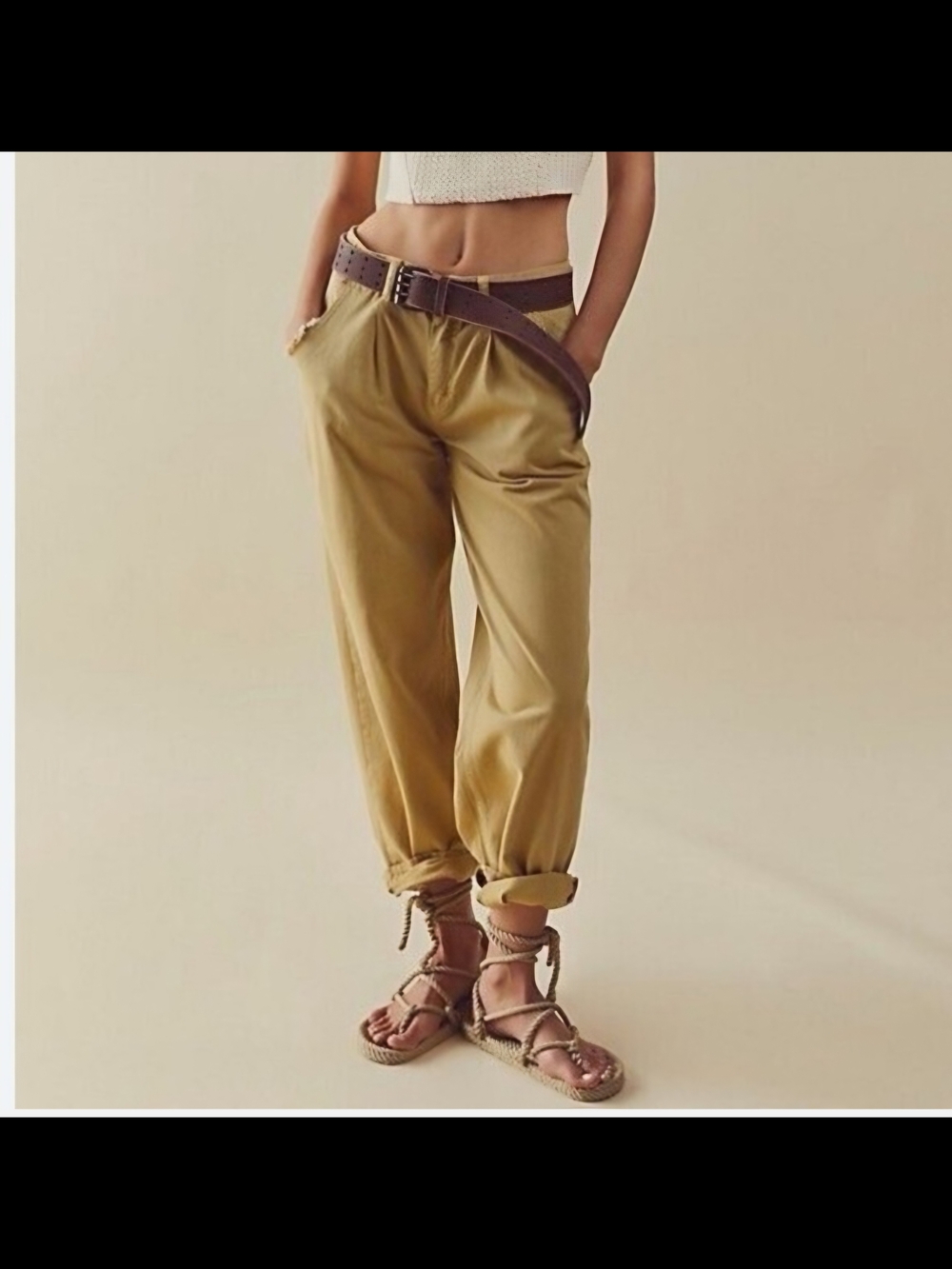 Free People Cya Later Skate Trouser Pants in khaki/tan. Size 4